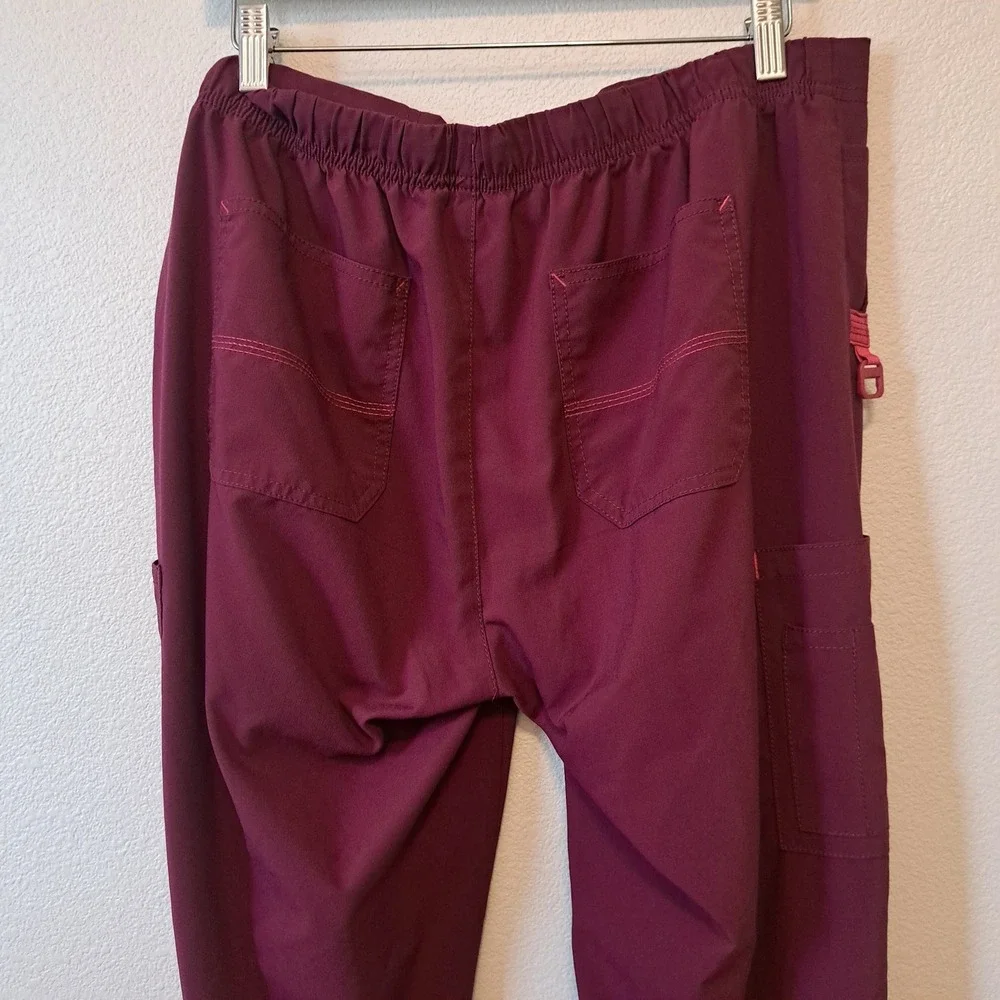 Carhartt Force Cross-Flex Scrub Set Burgundy Pink V-Neck Top Cargo Pants XL L
